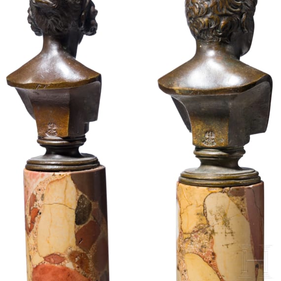 A pair of bronze busts of Friedrich Wilhelm IV and Elisabeth Ludovika of Bavaria, Berlin, late 19th/early 20th century