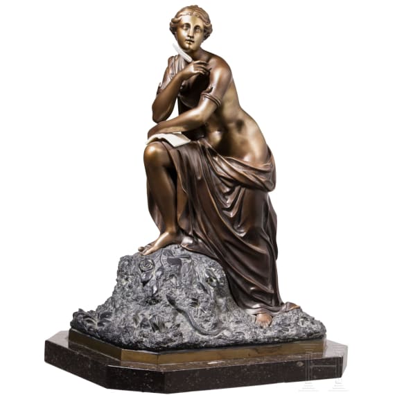 Semi-draped female figure, 20th century, bronze