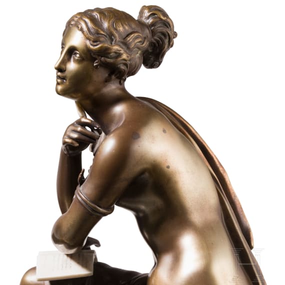 Semi-draped female figure, 20th century, bronze