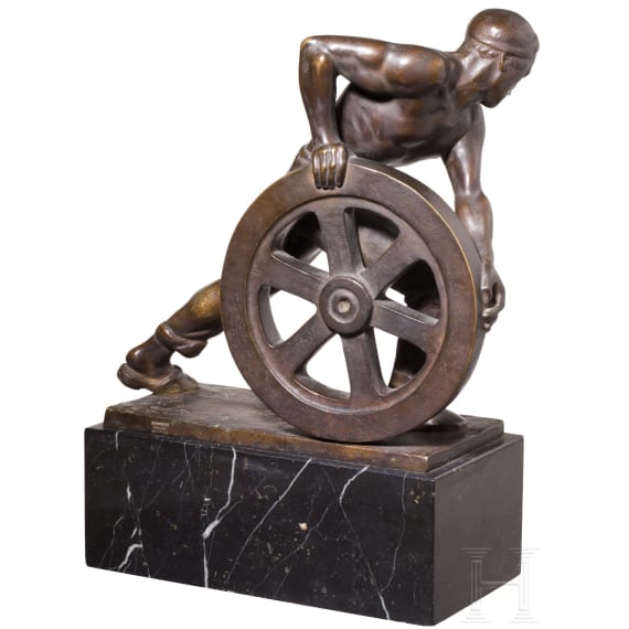 &ldquo;Worker with a Wheel&rdquo;, Ernst Seger (Neurode 1865&ndash;1939 Berlin), bronze