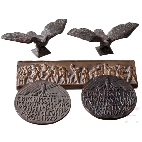 Two bronze eagles and three plaques, Karl Albiker (1878 &Uuml;hlingen - 1961 Ettlingen), Dresden, 1929-1943
