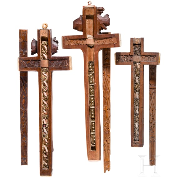 Vier Reliquienkreuze, s&uuml;ddeutsch/alpenl&auml;ndisch, wohl Oberammergau, 18. / fr&uuml;hes 19. Jhdt.