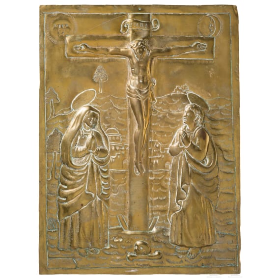 F&uuml;nf Bildplatten aus Messing mit biblischen Szenen, fl&auml;misch, um 1600