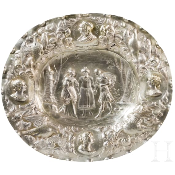 Schauplatte, Augsburg, Heinrich Mannlich ( Meister 1658-1698), wohl 1670-74