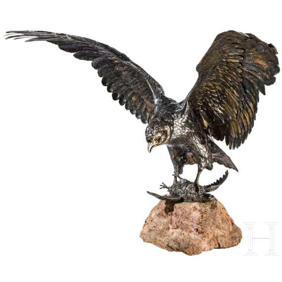 Gro&szlig;er Silberadler als Trinkspiel, deutsch, wohl Hanau, um 1890