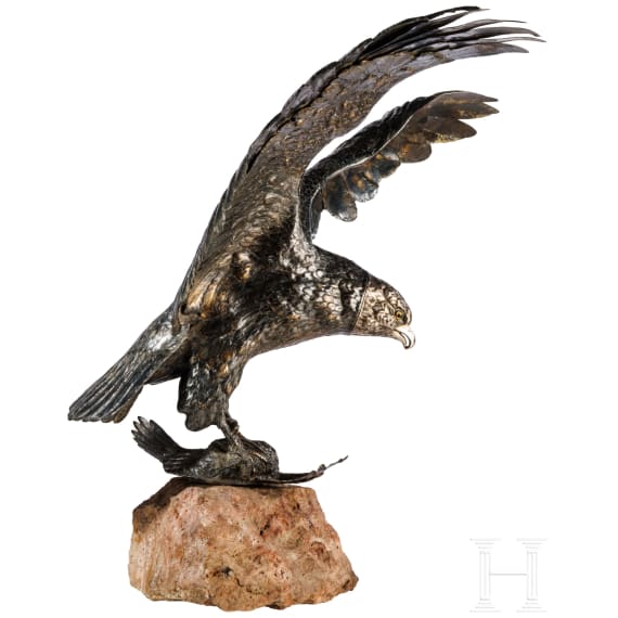 Gro&szlig;er Silberadler als Trinkspiel, deutsch, wohl Hanau, um 1890