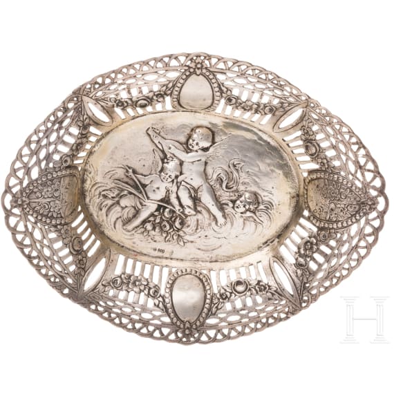 Kleine Silberschale mit Putti, deutsch, um 1890