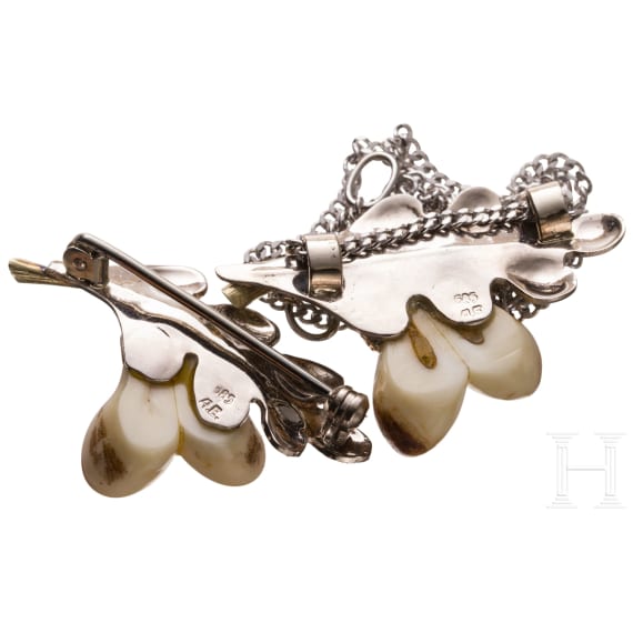 Gold- und Grandelschmuckset: Brosche und Kette