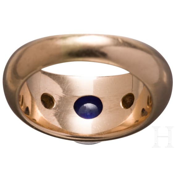 Bandring mit Saphir und 2 Brillianten