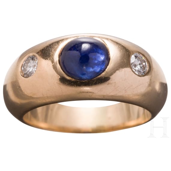 Bandring mit Saphir und 2 Brillianten