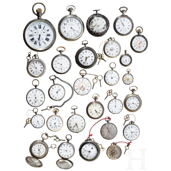 27 pocketwatches plated and silver, many with losses, defects