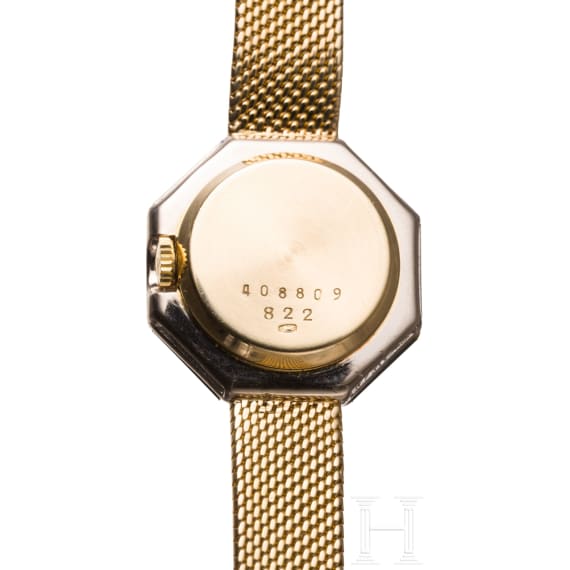 A ladies 18ct gold, diamond and onyx Chopard wristwatch, Swiss, 1960/70s