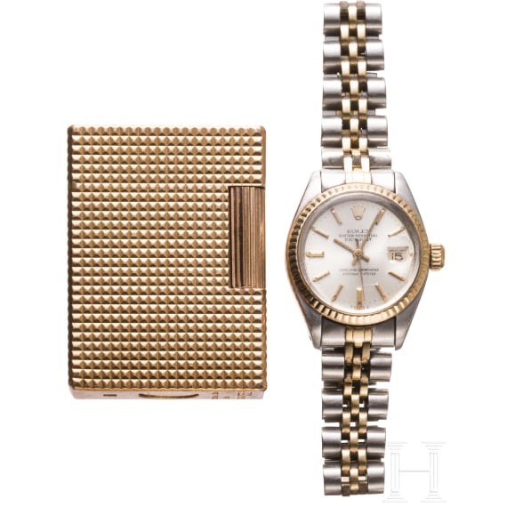 A Rolex Lady Datejust wristwatch and Dupont lighter, 1970s / Paris, 20th century