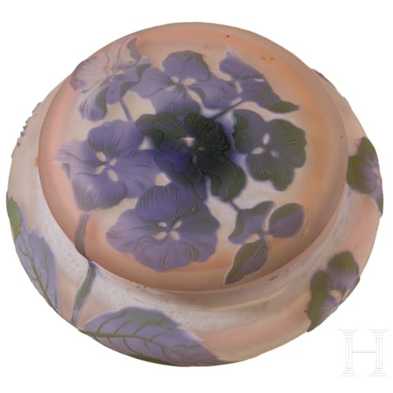 A lidded glass tin, Nancy, Emile Gall&eacute;, circa 1900