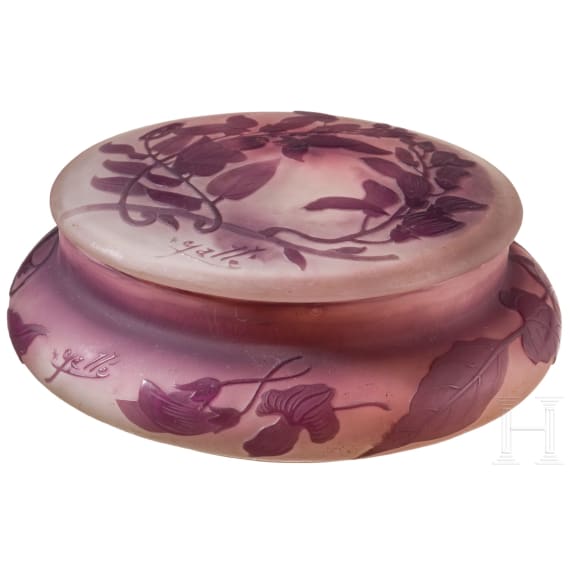 A lidded glass tin, Nancy, Emile Gall&eacute;, circa 1900