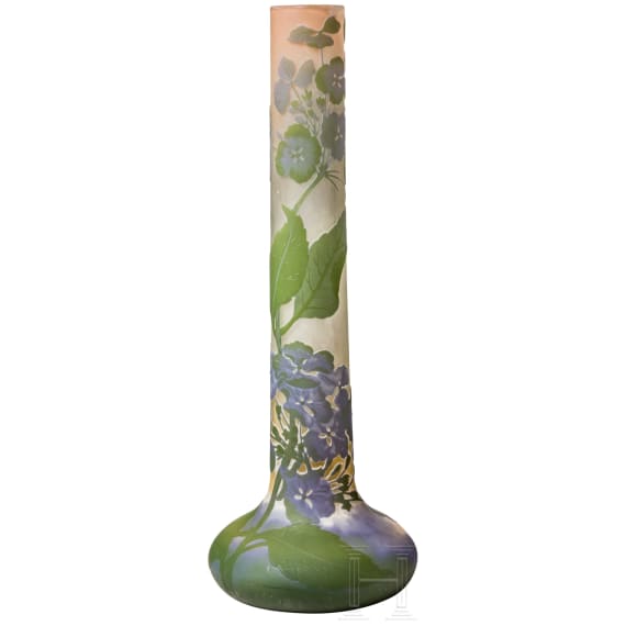 A large vase "Hortensias", Nancy, Emile Gall&eacute;, 1900 - 1920