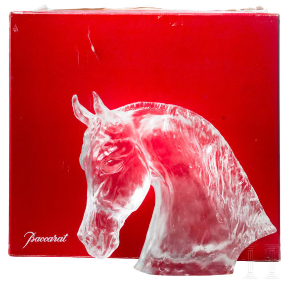 A glass horse bust, Tauni de Lesseps, Baccarat