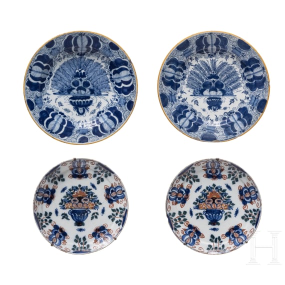 Four plates, Netherlands, Delft, 18th century