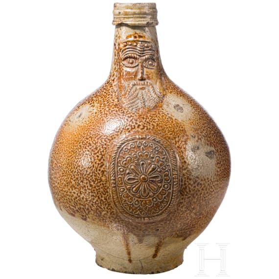 A glazed stoneware jug "Bartmannskrug", Frechen, circa 1620