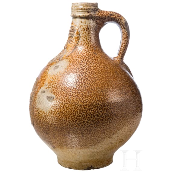 A glazed stoneware jug "Bartmannskrug", Frechen, circa 1620