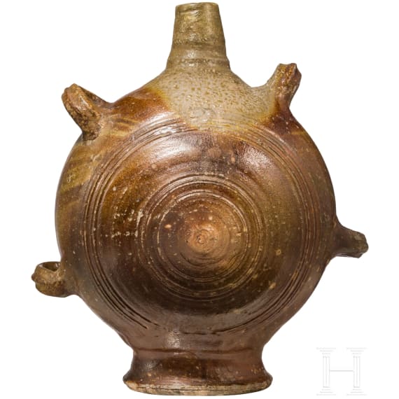 A large stoneware pilgrim's flask, Raeren, 17th century