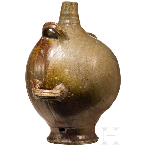 A large stoneware pilgrim's flask, Raeren, 17th century