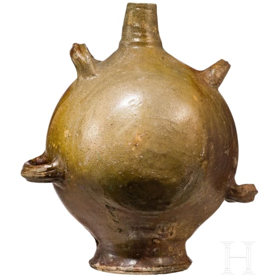 A large stoneware pilgrim's flask, Raeren, 17th century