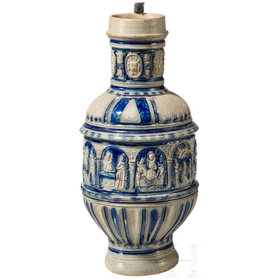 A glazed stoneware jug, Westerwald, circa 1600