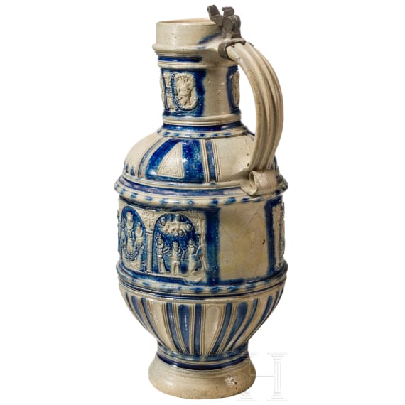 A glazed stoneware jug, Westerwald, circa 1600