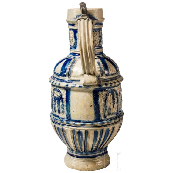 A glazed stoneware jug, Westerwald, circa 1600