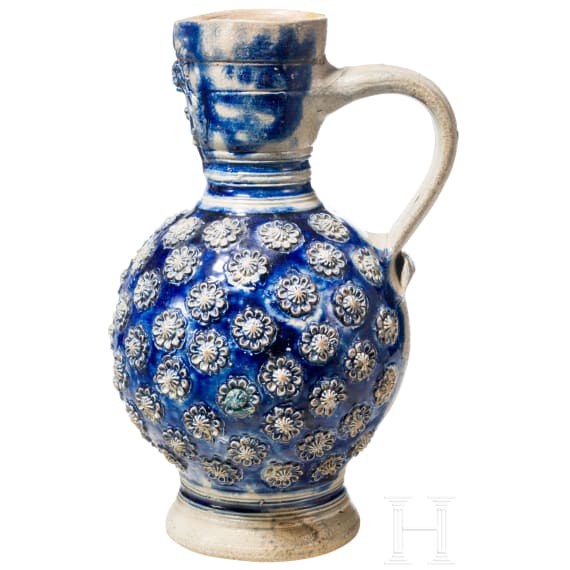 A glazed stoneware Westerwald jug, late 17th century