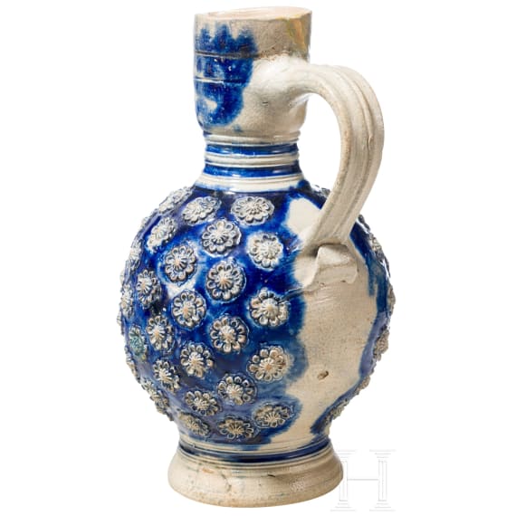 A glazed stoneware Westerwald jug, late 17th century
