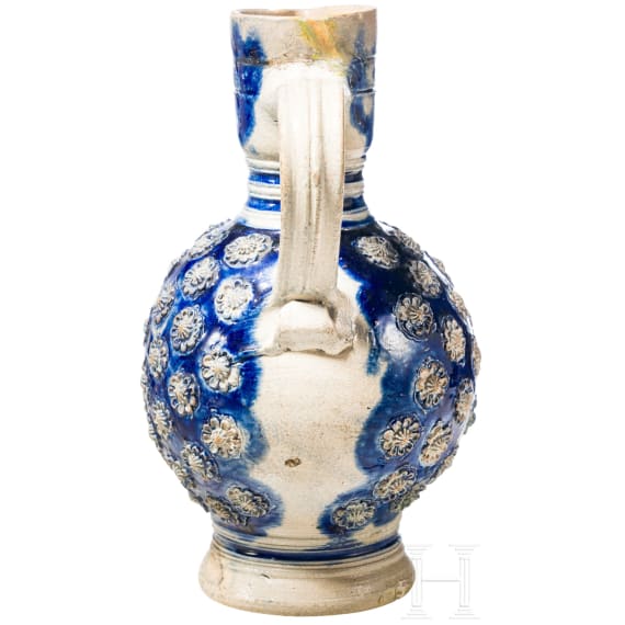 A glazed stoneware Westerwald jug, late 17th century