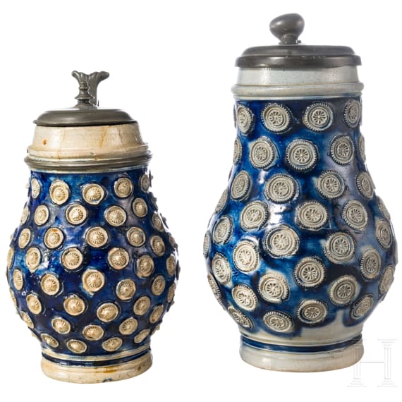 Two glazed stoneware jugs, Westerwald, circa 1700 - first half of the 18th century