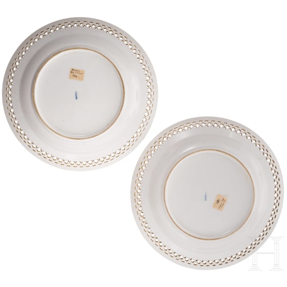 Two porcelain plates with flowers, KPM, circa 1790