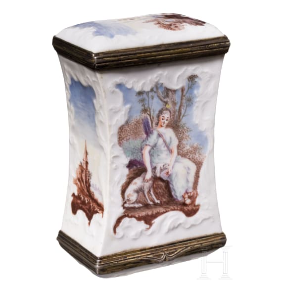 A Rococo pocelain double-tin, circa 1750