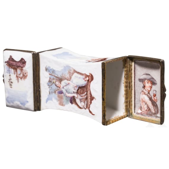 A Rococo pocelain double-tin, circa 1750