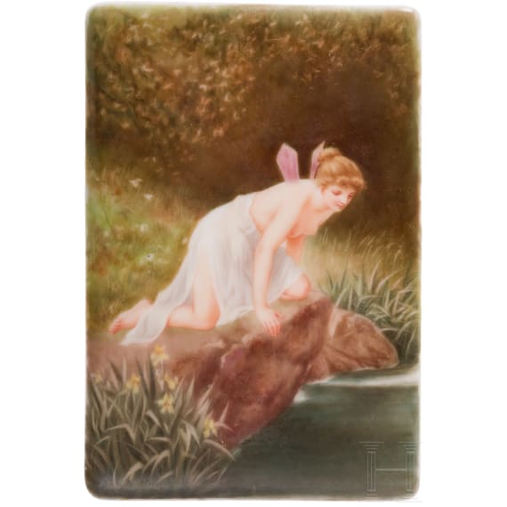 5 fein gemalte Porzellanplaketten mit Bildnisminiaturen, u. a. KPM, Swaine & Co. zwischen 1900&ndash;1915