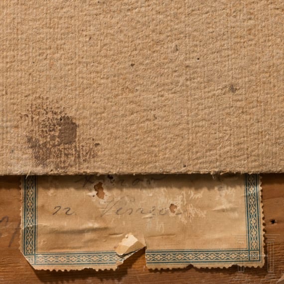 Porzellanplakette mit Amor, bezeichnet &bdquo;K. Sch&uuml;nzel&ldquo;