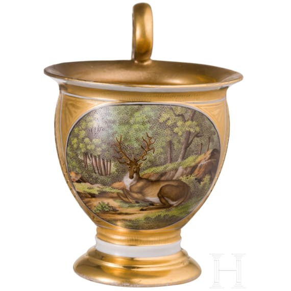 Jagdliche Tasse, Meissen, um 1830
