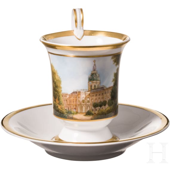 Ansichtentasse mit Untertasse, KPM, nach 1913