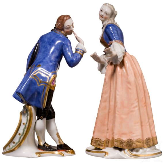 &bdquo;Isabella&ldquo; und &bdquo;Octavio&ldquo; aus der Commedia dell'arte, Franz Anton Bustelli, um 1760 (Entwurf), Nymphenburg, 20. Jhdt.