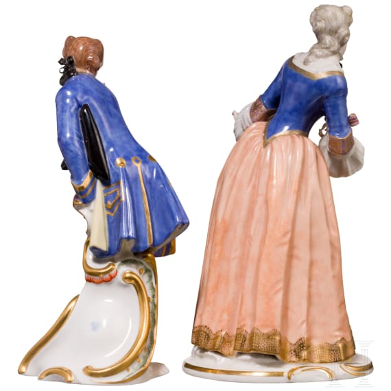 &bdquo;Isabella&ldquo; und &bdquo;Octavio&ldquo; aus der Commedia dell'arte, Franz Anton Bustelli, um 1760 (Entwurf), Nymphenburg, 20. Jhdt.