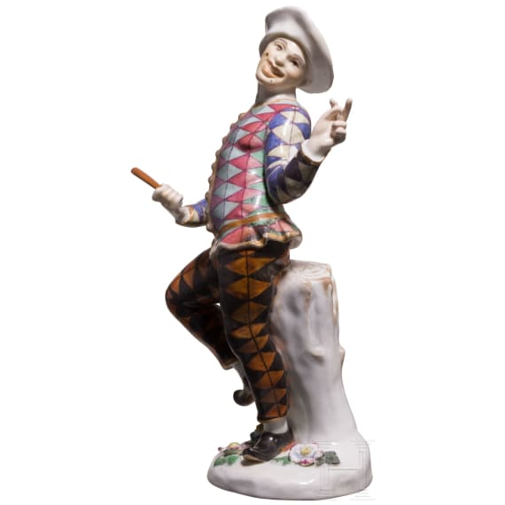 Kom&ouml;diantenfigur Harlekin aus der Commedia dell&rsquo;Arte, J. J. Kaendler, um 1740 (Entwurf), Meissen, 20. Jhdt. (Ausf&uuml;hrung)