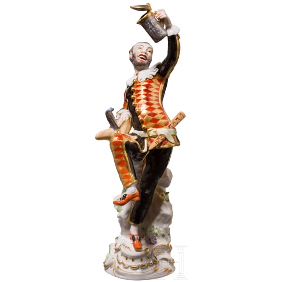 Harlekin mit Deckelkanne, Johann Joachim Kaendler, 1764 (Modell), Meissen, 20. Jhdt. (Ausf&uuml;hrung)