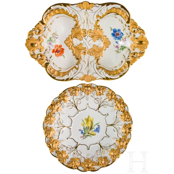 Schale und kleiner Prunkteller, Meissen, 20. Jhdt.