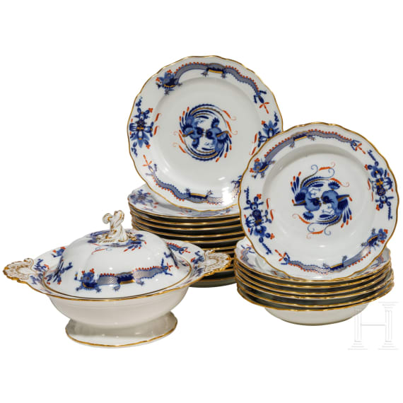 47-Servierteile "Blauer Drache", Meissen, 20. Jhdt