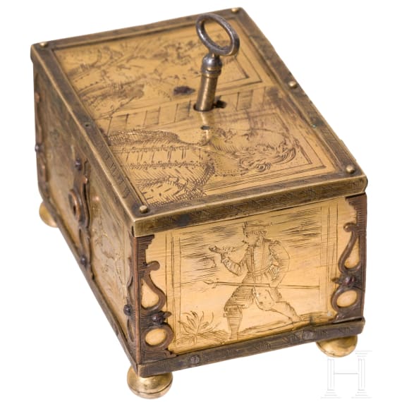 Miniaturk&auml;stchen mit jagdlichem Dekor, Werkstatt Michael Mann N&uuml;rnberg, um 1620