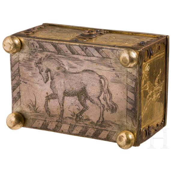 Miniaturk&auml;stchen mit jagdlichem Dekor, Werkstatt Michael Mann N&uuml;rnberg, um 1620