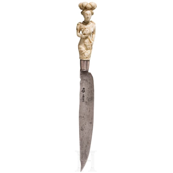 Fig&uuml;rliches Elfenbein-Messer, niederl&auml;ndisch, 2. H&auml;lfte des 17. Jhdt.